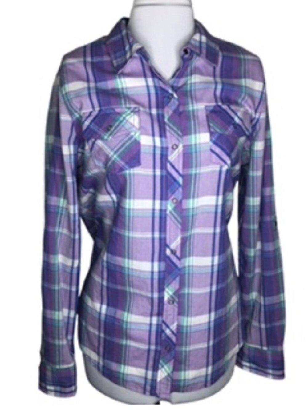 Long Tabbed Roll-up Sleeve Snapped front Shirt